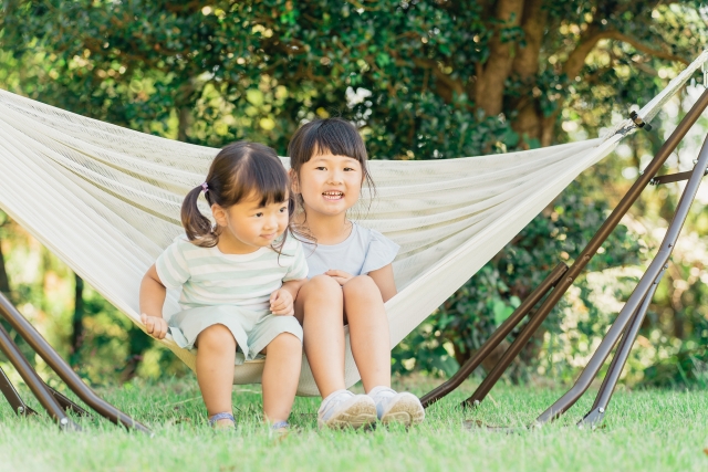 キャンプ　ハンモック　子供　楽しい