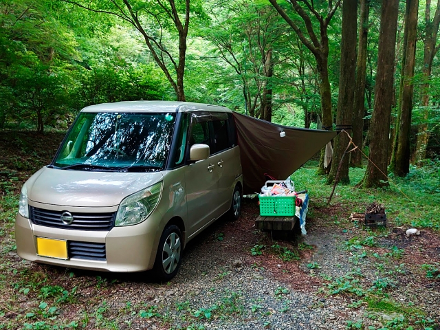 キャンプ　車種　オートキャンプ　軽自動車