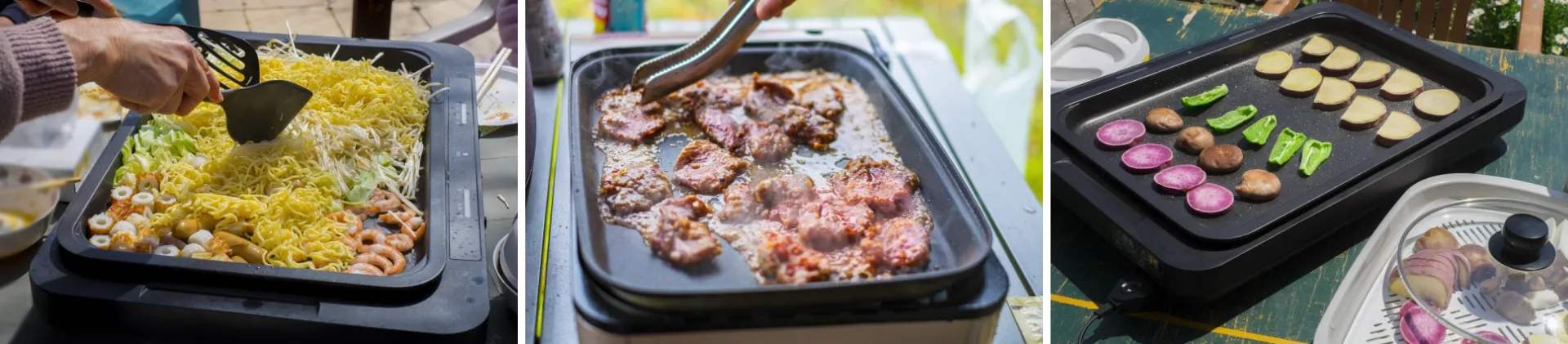 電源サイト　ホットプレート　焼きそば　焼肉